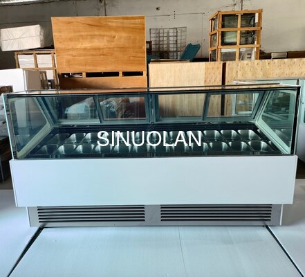 Sliding Door Ice Cream Display Cabinet Commercial Fan Cooling