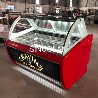 Gelato Ice Cream Display Freezer Anti Fog 1550x1030x1250mm