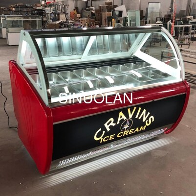 Gelato Ice Cream Display Freezer Anti Fog 1550x1030x1250mm