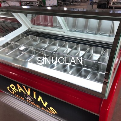 Gelato Ice Cream Display Freezer Anti Fog 1550x1030x1250mm