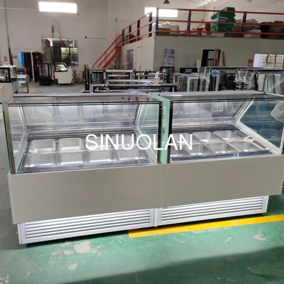 Gelato Ice Cream Showcase Freezer Commercial With Compressor Cooling System