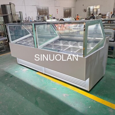 Right Angled Countertop Gelato Display Freezer White Color For Ice Cream Store