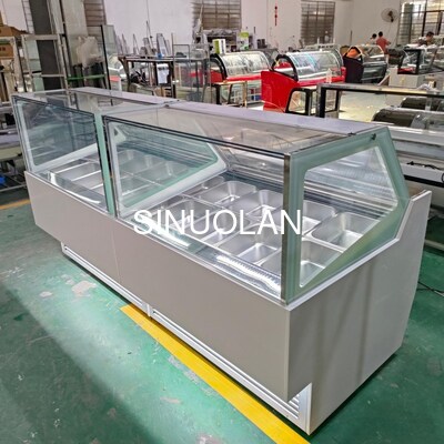 Gelato Ice Cream Showcase Freezer Commercial With Compressor Cooling System