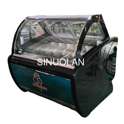 12 Pan Gelato Ice Cream Display Freezer Air Cooling Customized CE Approved