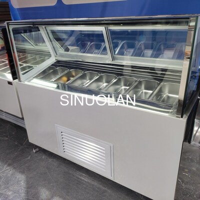 7 Pans Ice Cream Display Freezer Gelato Showcase With Gelato Scoop Cleaner