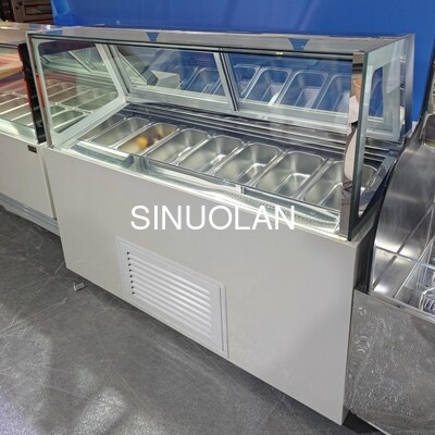 7 Pans Ice Cream Display Freezer Gelato Showcase With Gelato Scoop Cleaner