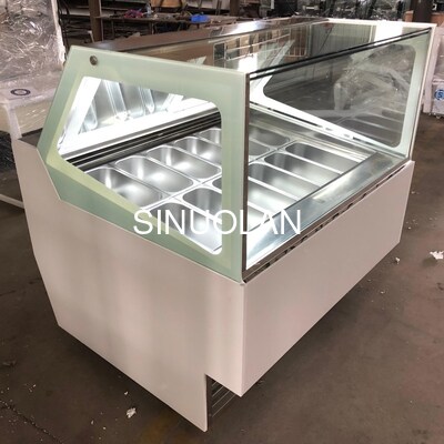 Sliding Door Commercial Gelato Freezer Ice Cream Display Cabinets With LED Light