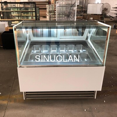 Sliding Door Commercial Gelato Freezer Ice Cream Display Cabinets With LED Light