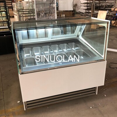 Sliding Door Commercial Gelato Freezer Ice Cream Display Cabinets With LED Light