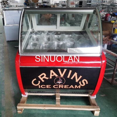 201/304 Stainless Steel Gelato Display Freezer Ice Cream Showcase With 10 Barrels