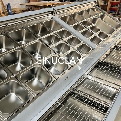 Double Temperature Pizza Prep Table Fridge Commercial for Food Shop Chiller