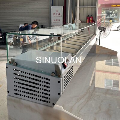 Restaurant Commercial Sandwich Prep Table Pizza Refrigerator with Granite Marble Top