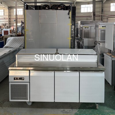 Stainless Steel Sandwich Pizza Prep Table Refrigerator For Restaurant