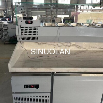 Big Size Pizza Prep Table Marble Top Dual-Temperature Display Refrigerator Workbench for Restaurant Kitchen