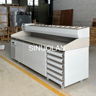 Pizza Salad Sandwich Prep Counter Fridge Commercial Marble Top