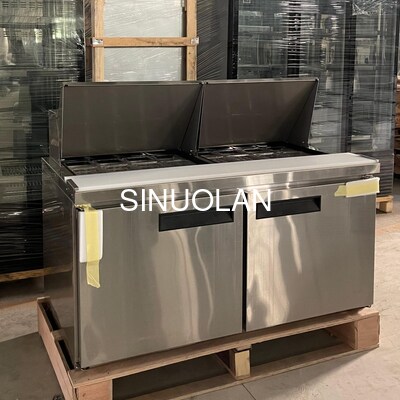 Stainless Steel Sandwich Salad Prep Table Refrigerator Commercial 2 Door