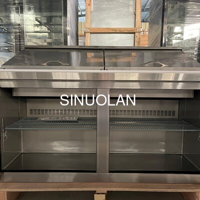 Stainless Steel Sandwich Salad Prep Table Refrigerator Commercial 2 Door