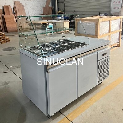 Single Temperature Pizza Salad Preparation Fridge 2 Door Automatic Defrost