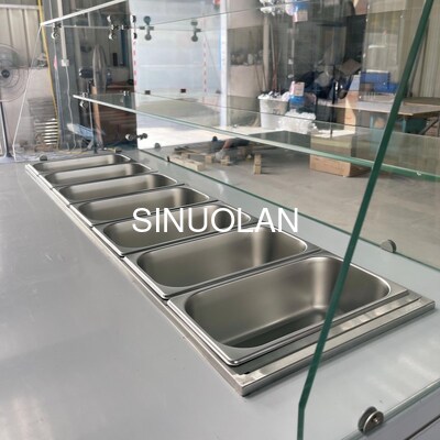 2 Door Glass Cover Salad Preparation Fridge Air Cooling for Restaurant
