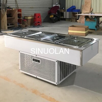 Open Top Refrigerated Salad Prep Table 4 Pans Air Cooling For Supermarket