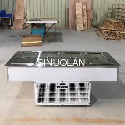 Open Top Refrigerated Salad Prep Table 4 Pans Air Cooling For Supermarket