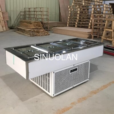 Open Top Refrigerated Salad Prep Table 4 Pans Air Cooling For Supermarket