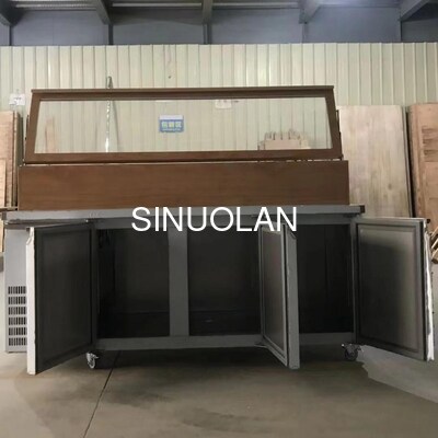 OEM R134a R290 Salad Preparation Fridge 3 Doors Air Cooling