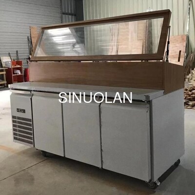OEM R134a R290 Salad Preparation Fridge 3 Doors Air Cooling