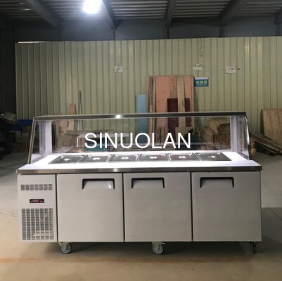 Stainless Steel Counter Top Refrigerator Pizza Salad Display With GN Pan