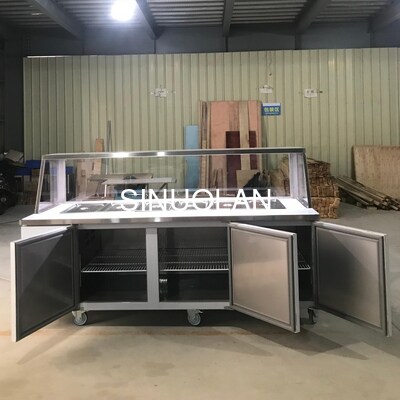 Stainless Steel Counter Top Refrigerator Pizza Salad Display With GN Pan