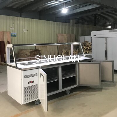 Stainless Steel Counter Top Refrigerator Pizza Salad Display With GN Pan