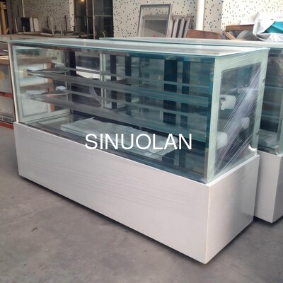 Square Glass Refrigerated Bakery Showcase Double Layer Bread Fridge
