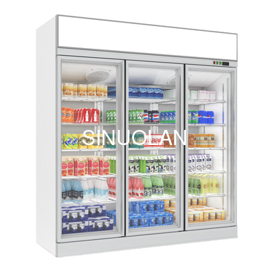 Commercial Upright 2 Glass Door Refrigerator Display Fridge Beverage Cooler Cold Drink Showcase for Supermarket