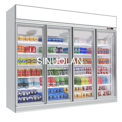 Commercial Upright 2 Glass Door Refrigerator Display Fridge Beverage Cooler Cold Drink Showcase for Supermarket