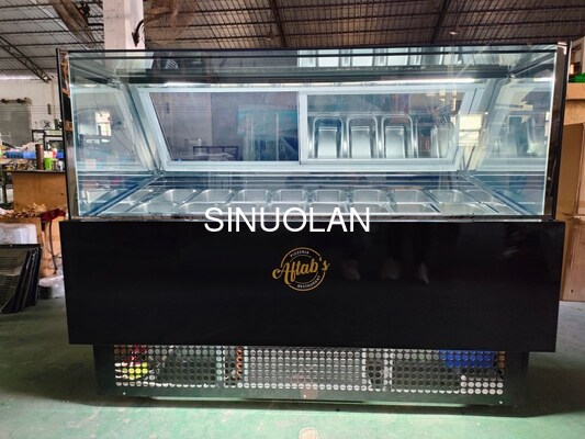 16 Pans Ice Cream Display Freezer Catering Equipment For Stores