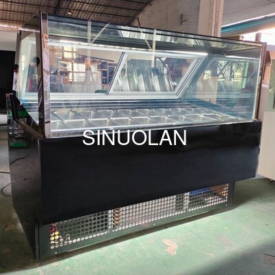 16 Pans Ice Cream Display Freezer Catering Equipment For Stores