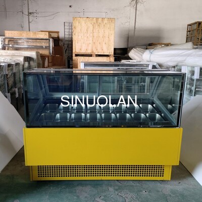 16 Trays Glass Door Hard Ice Cream Display Cabinet Italian Gelato Freezer