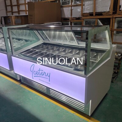 Italian Gelato Helados Ice Cream Showcase Freezer 6 16 18 20 24 Pan