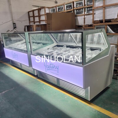 Italian Large Gelato Ice Cream Display Freezer Single Temperature Air Cooled