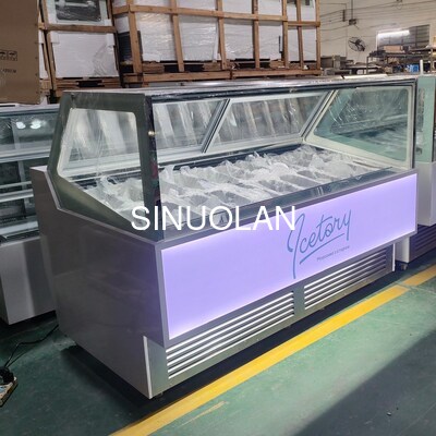 Italian Large Gelato Ice Cream Display Freezer Single Temperature Air Cooled