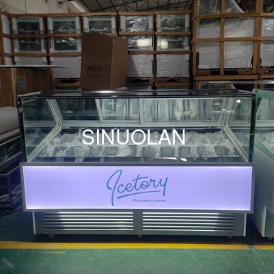 Italian Large Gelato Ice Cream Display Freezer Single Temperature Air Cooled