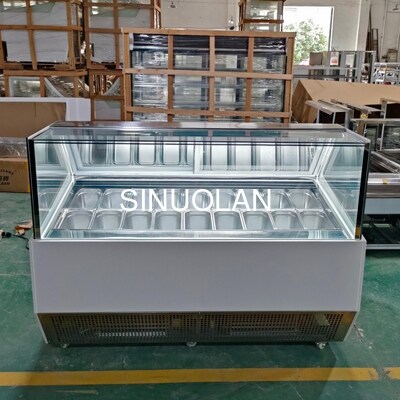 Italian Ice Cream Display Freezer Gelato Refrigerator 10 12 14 16 18 20 Pans