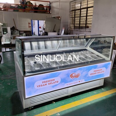 Air Cooling Ice Cream Display Freezer Gelato Showcase With 20 Pans