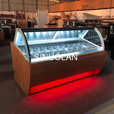 Supermarket Countertop Gelato Display Freezer Commercial With Glass Door
