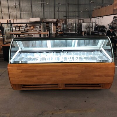 Electronic Italian Ice Cream Display Refrigerator Gelato Showcase Freezer