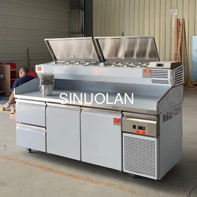 Kitchen Under Counter Pizza Prep Table Refrigerator SS304 for Salad Sandwich