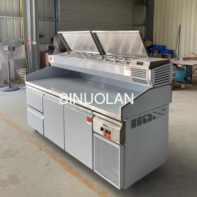 Kitchen Under Counter Pizza Prep Table Refrigerator SS304 for Salad Sandwich