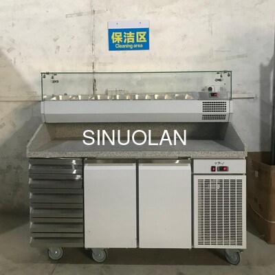 Professional Stainless Steel Pizza Cone Prep Table/pizza Display Refrigerator/refrigerated Pizza Counter