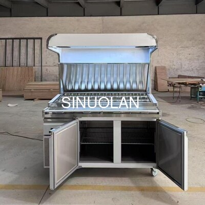 Stainless Steel 201 Pizza Prep Table Cooler 2 Doors Commercial With LED