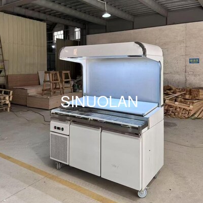 Stainless Steel 201 Pizza Prep Table Cooler 2 Doors Commercial With LED